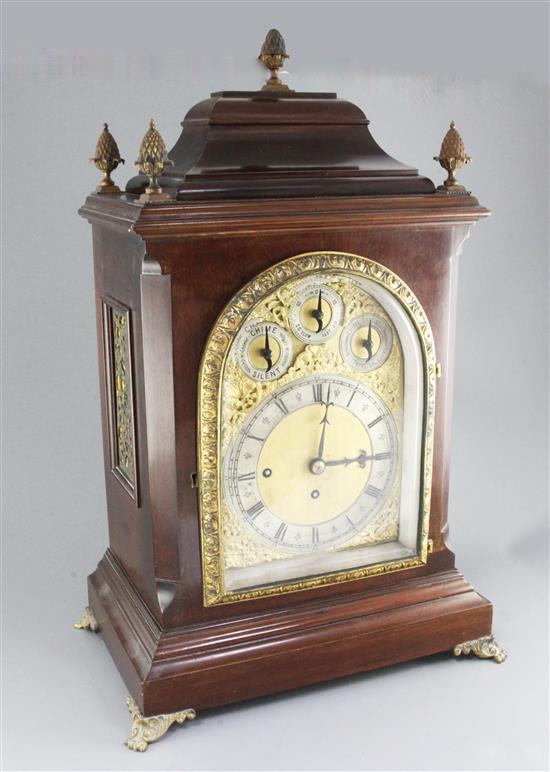 A George III style mahogany eight day chiming bracket clock, 26in.